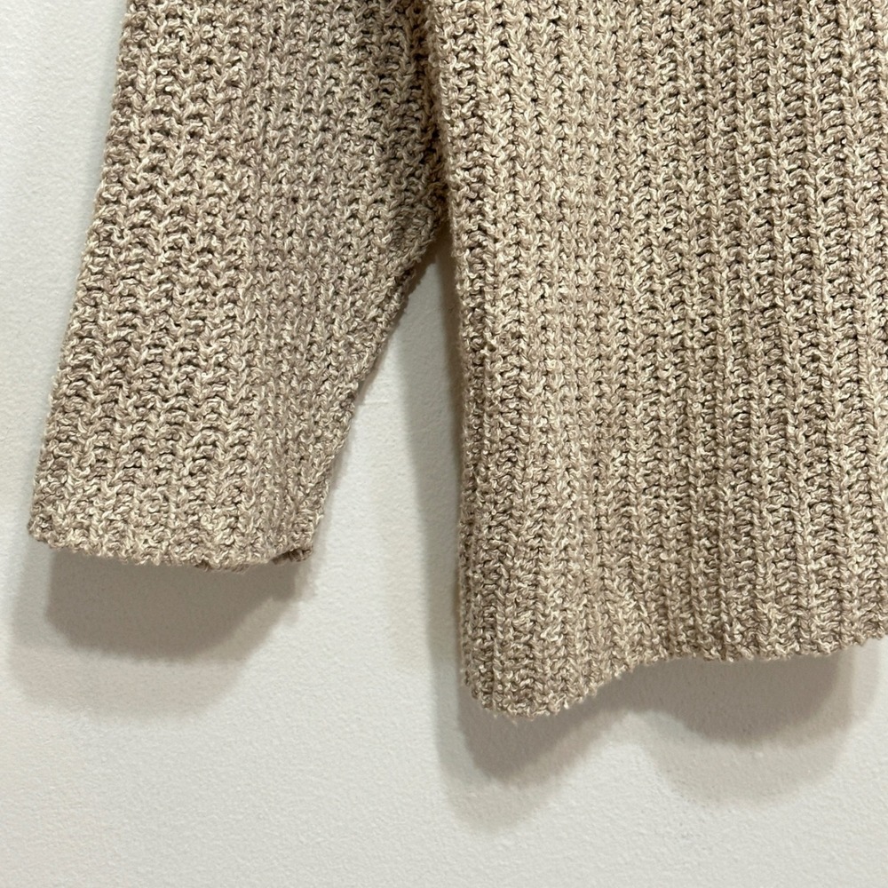 Eileen Fisher Open Knit Sweater Womens XL 100% Organic Cotton Mock Neck Neutral - Picture 3 of 7